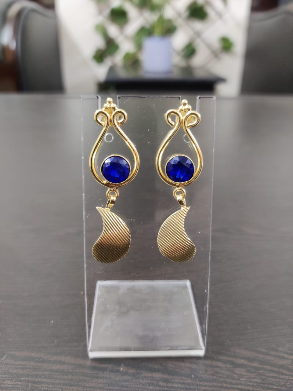 Gold Toned With Stone Lightweight Earrings