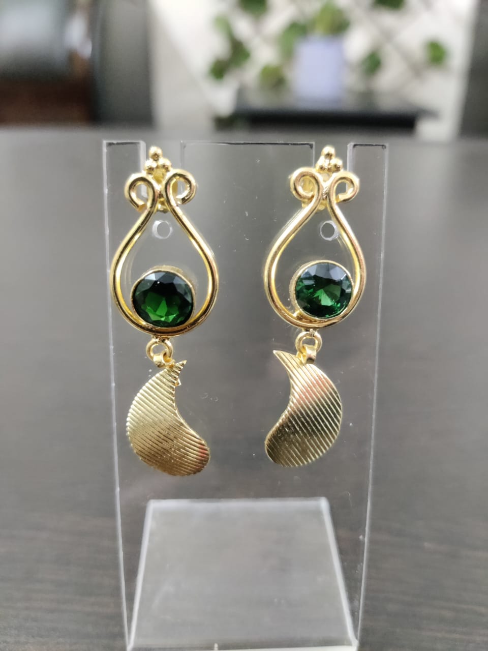 Gold Toned With Stone Lightweight Earrings
