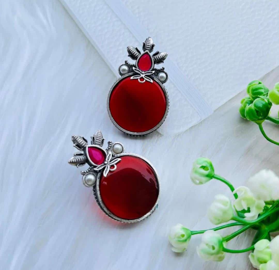 Silver Replica Monalisa Stone Earrings