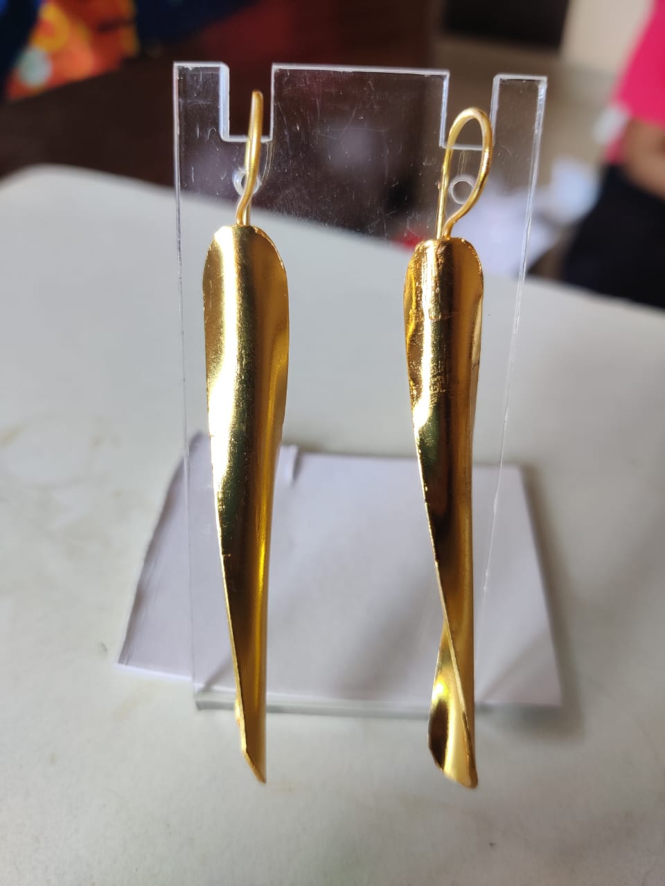Gold Toned Long Dangler Earrings
