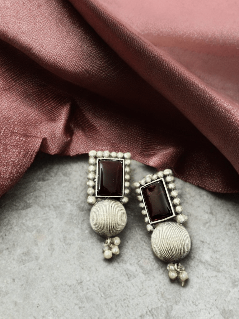 Silver Replica Rectangle Earrings