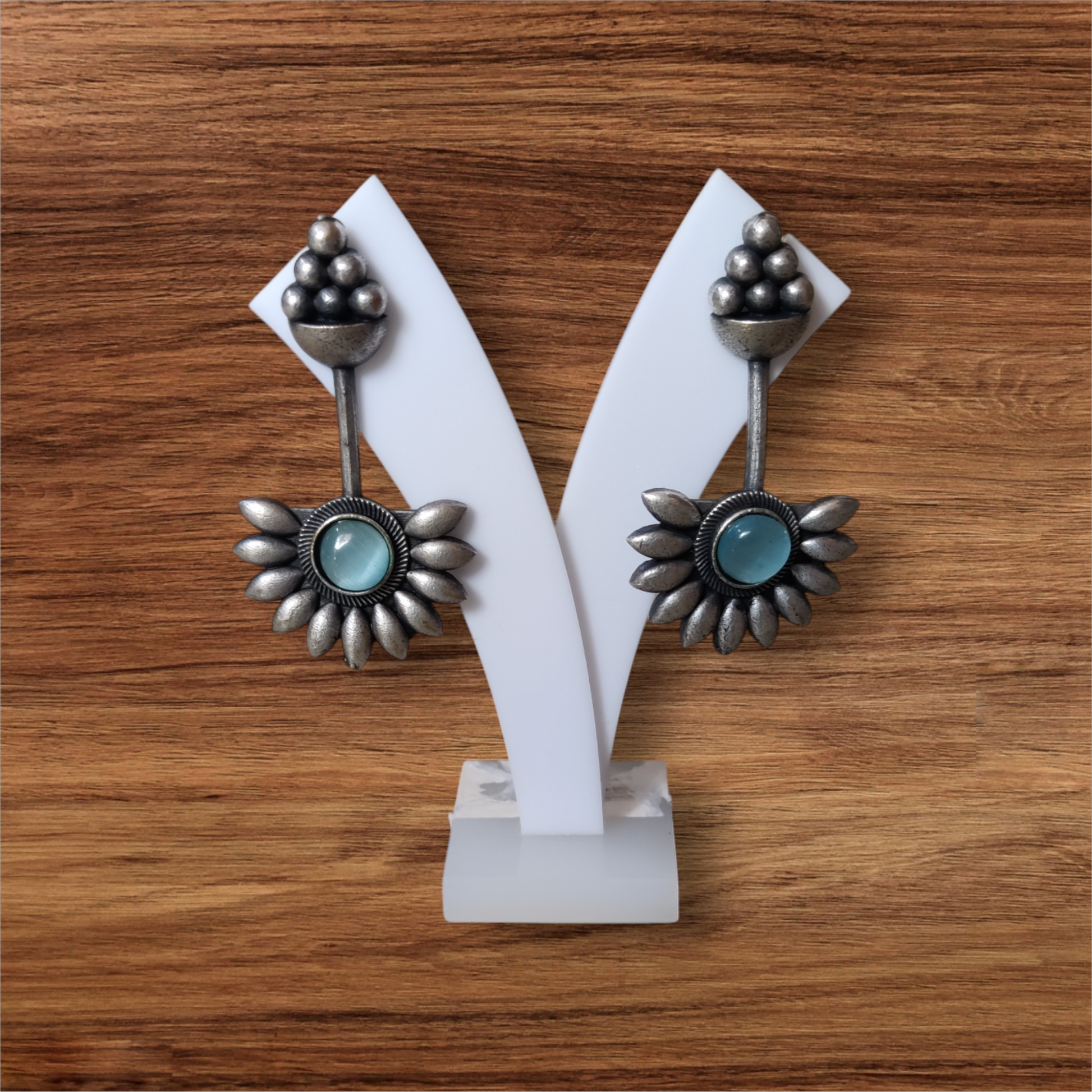 Silver Replica Long Flower Earrings