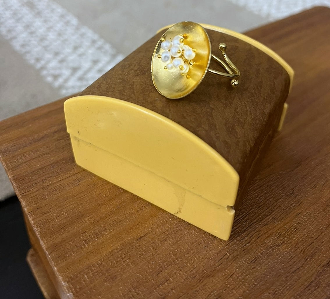 Gold toned with Moti beads Ring