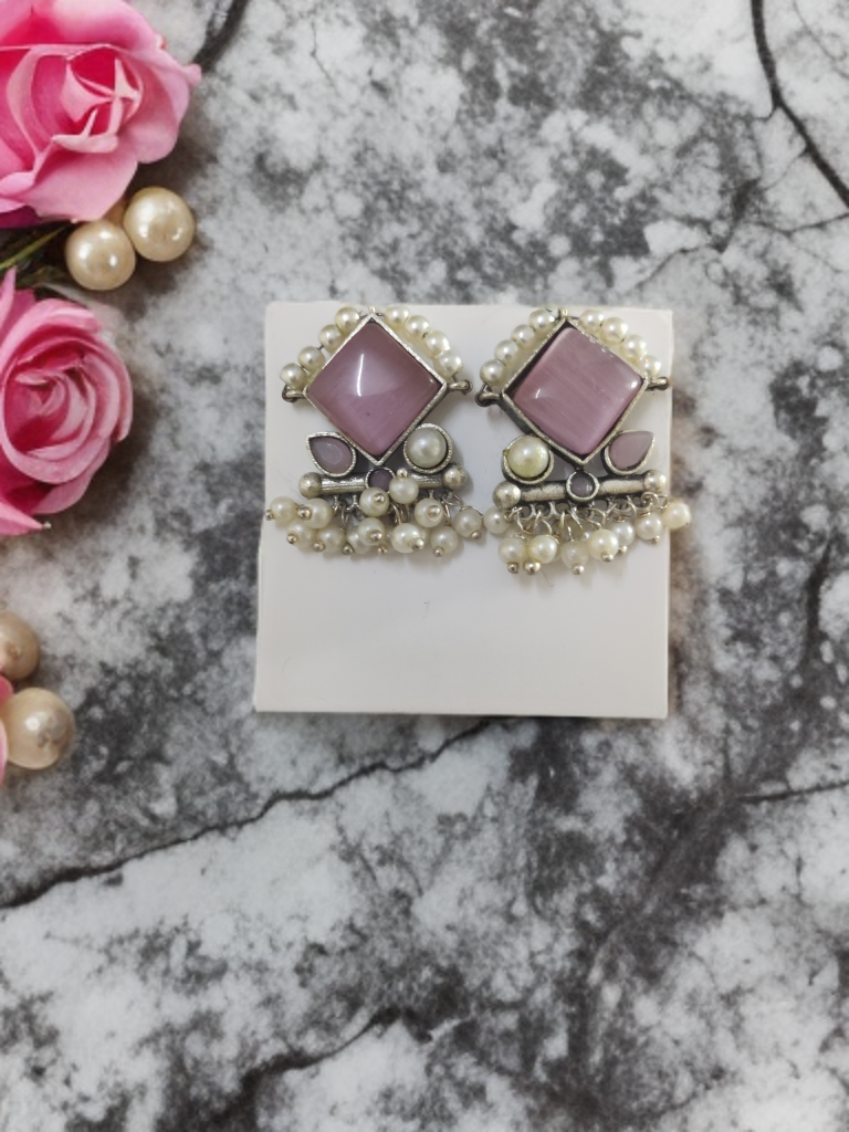 Traditional Oxidized Wih Moti Beads Earrings