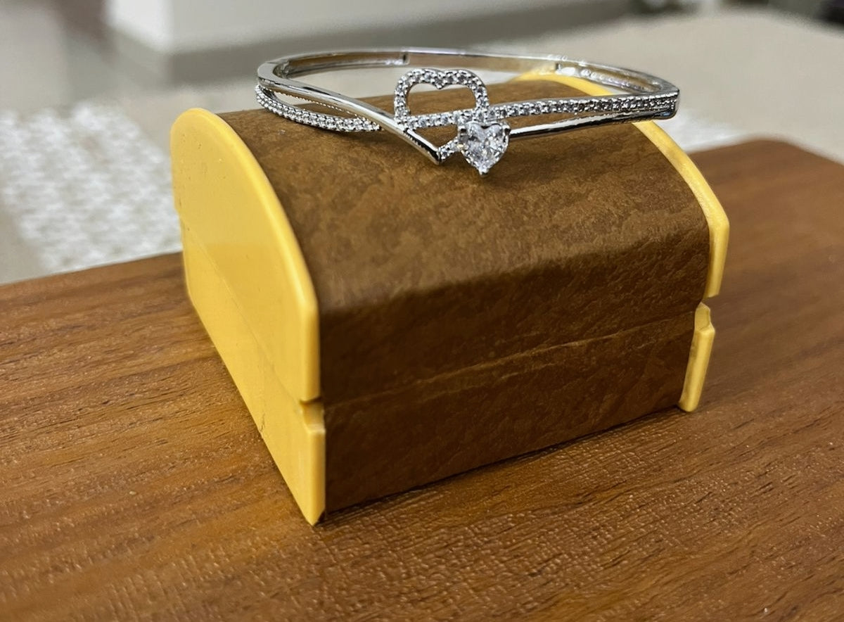 Stainless Steel AD studded Sparkling heart bracelet for women