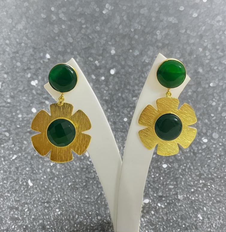 Gold toned Big flower earrings