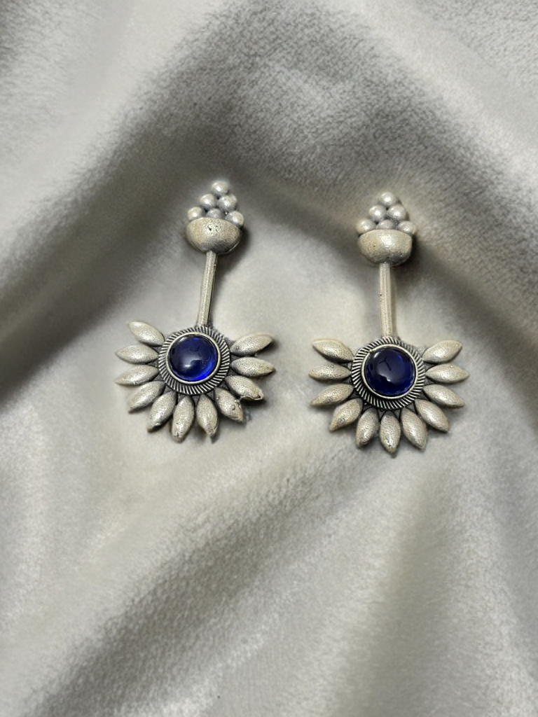 Silver Replica Long Flower Earrings