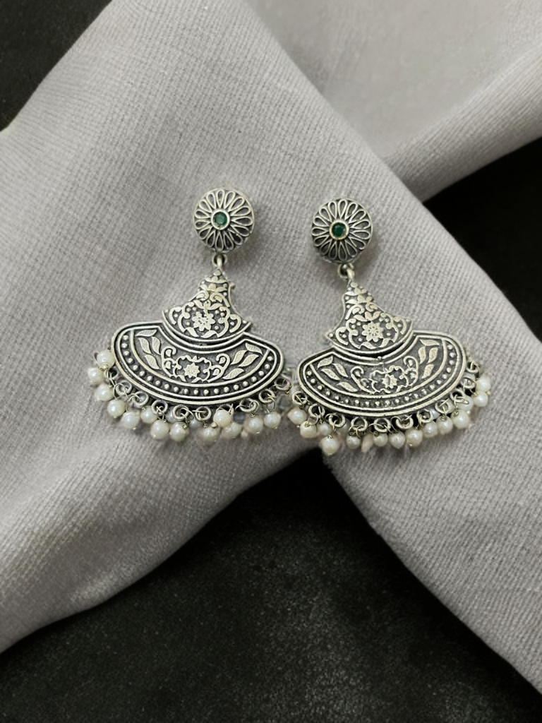 Silver Replica Big Jhumka Earrings